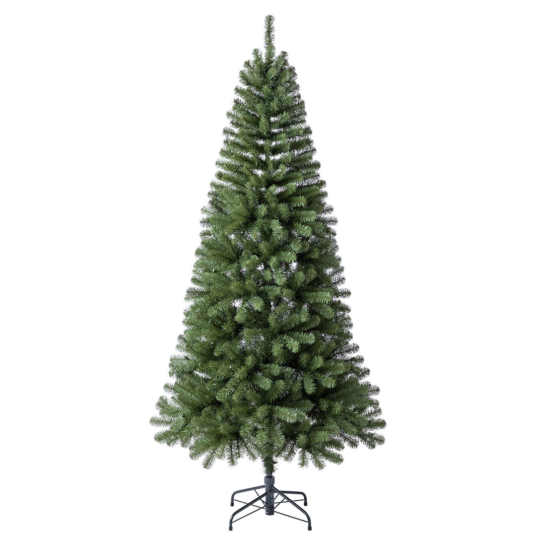 Home Heritage Brighampton Spruce Christmas Tree, 7' with Metal Base Stand, Green