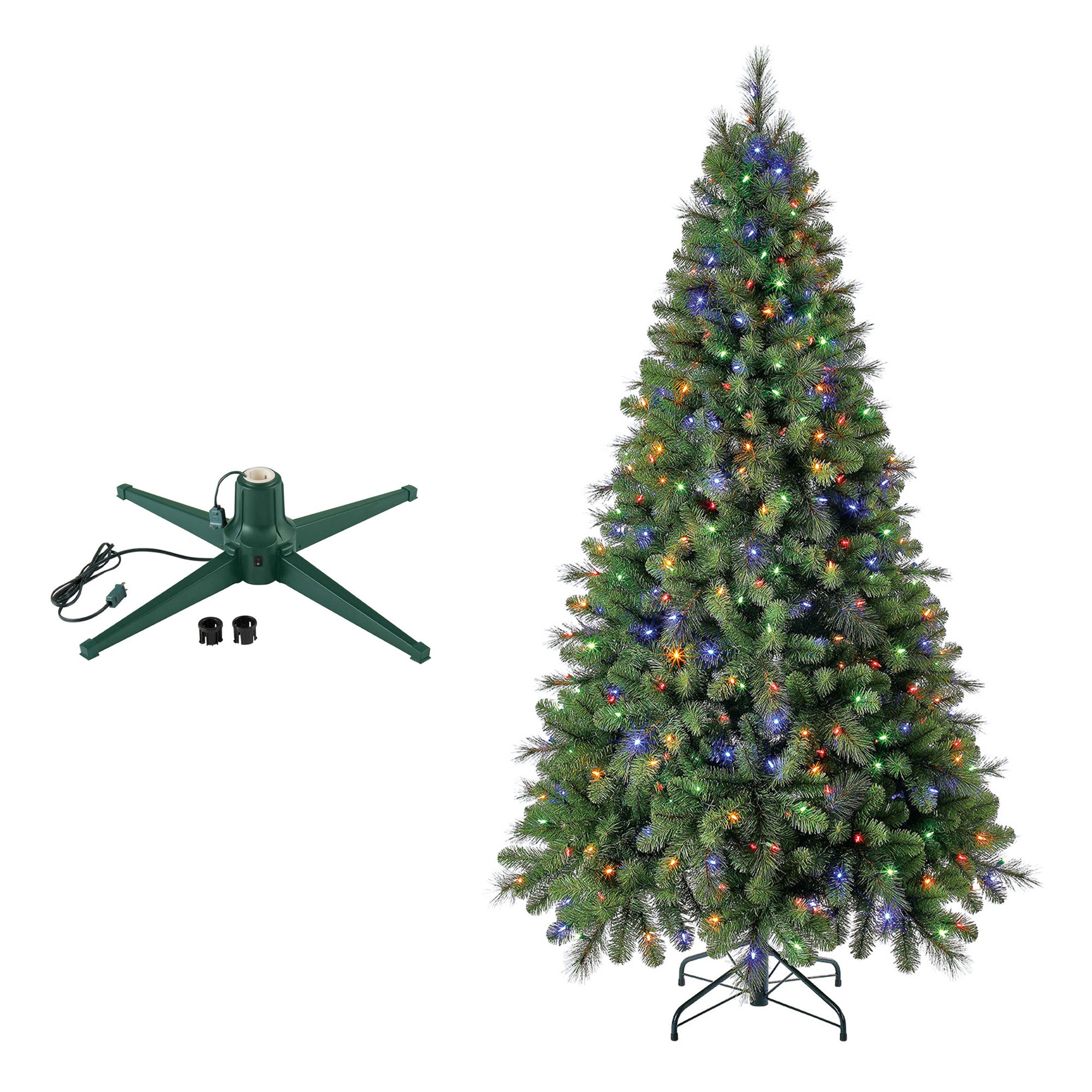 Home Heritage Cascade Quick Set 7 Ft Christmas Tree with Rotating Metal Stand - VMInnovations