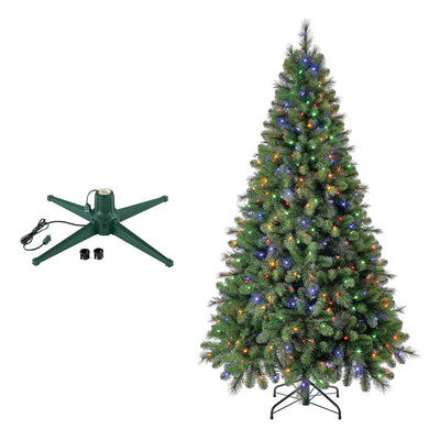Home Heritage Cascade Quick Set 7 Ft Christmas Tree with Rotating Metal Stand - VMInnovations