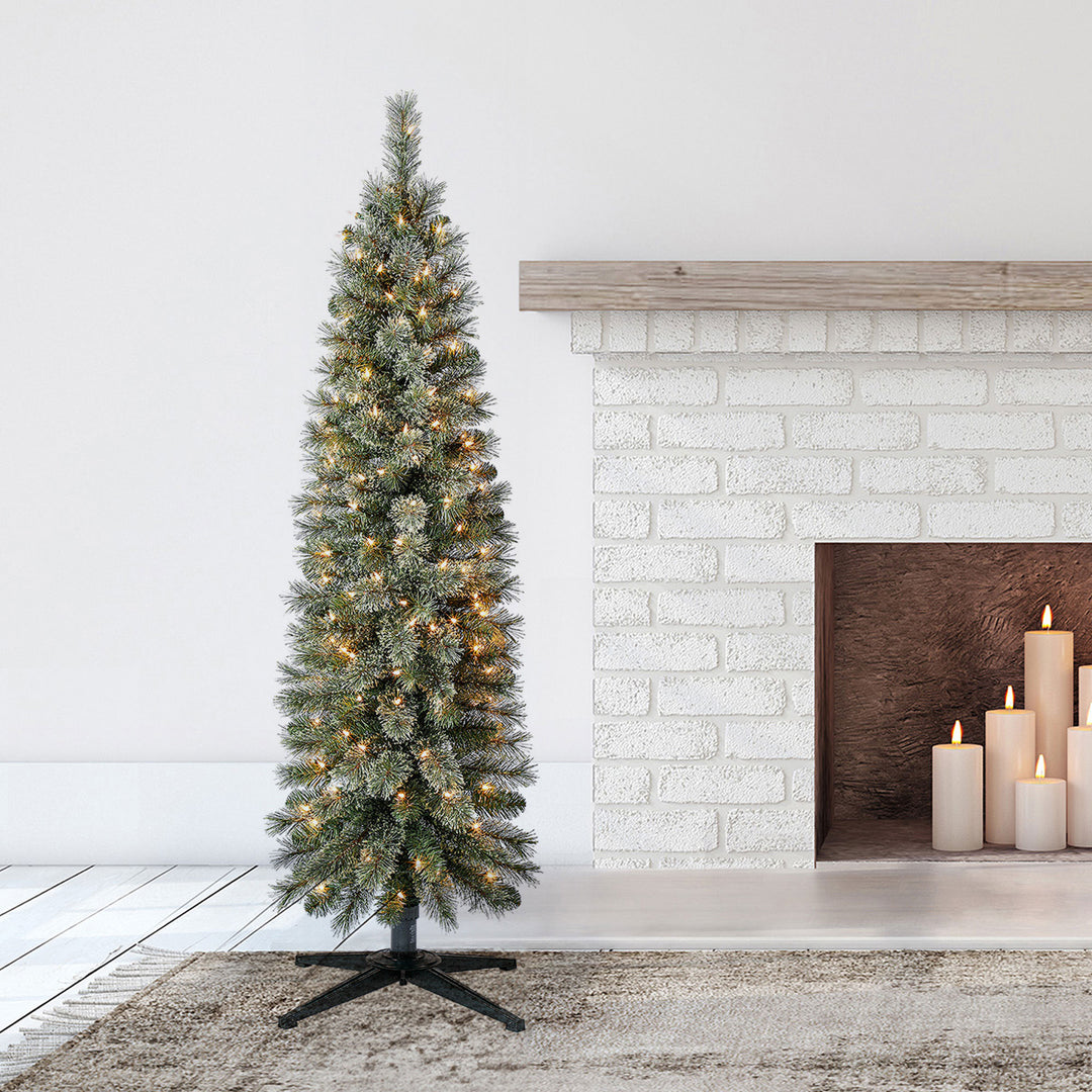 Home Heritage Rotating Tree Stand Base w/Stanley 5' Skinny Pencil Christmas Tree