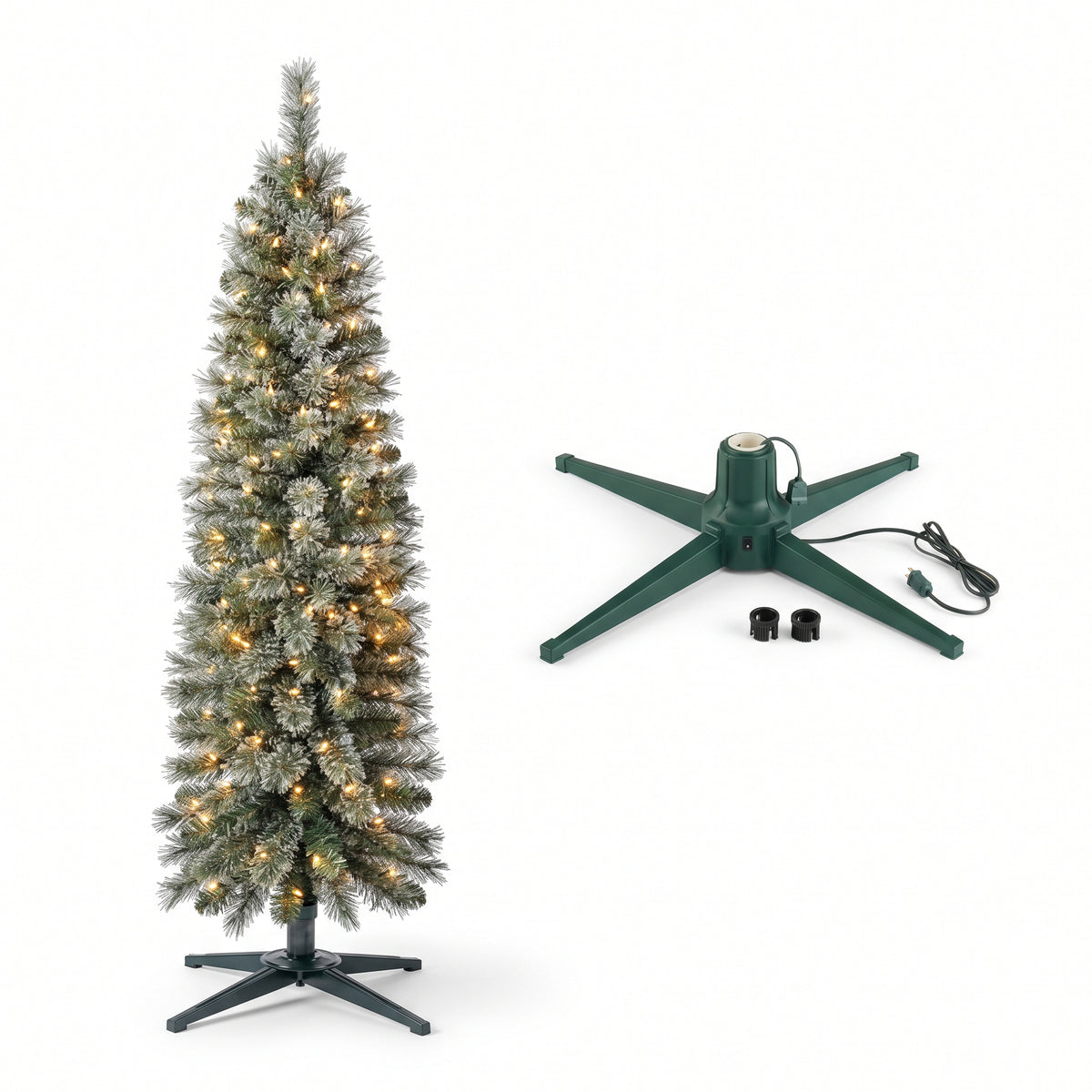 Home Heritage Stanley Pine Artificial Christmas Tree, 5' with Metal Base Stand