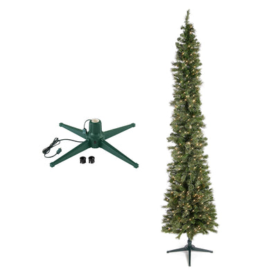 Home Heritage Stanley Pine Artificial Christmas Tree, 9' with Metal Base Stand - VMInnovations