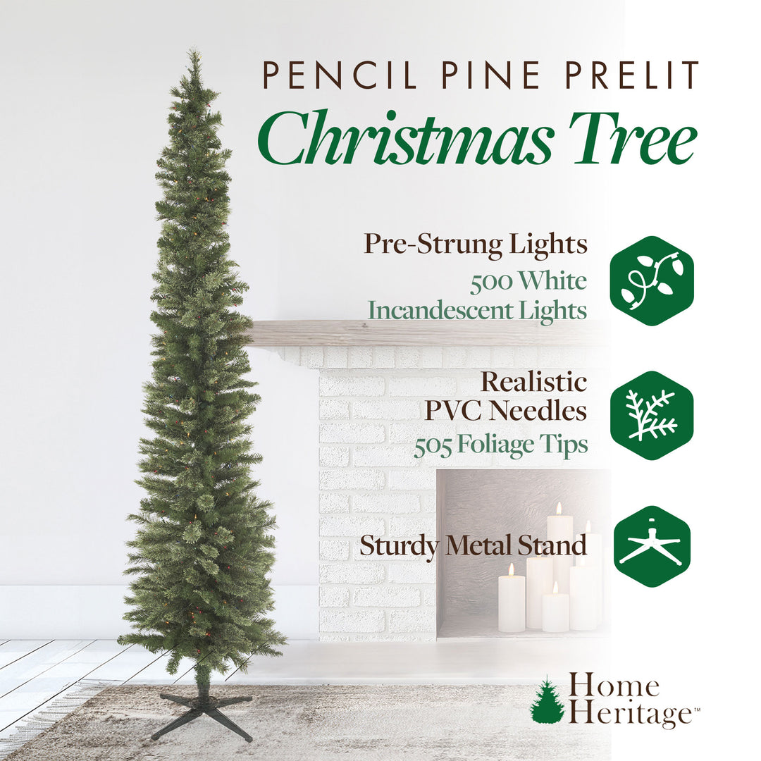 Home Heritage Rotating Tree Stand Base w/Stanley 9' Skinny Pencil Christmas Tree