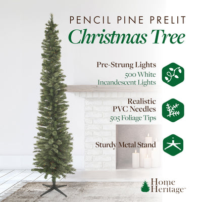 Home Heritage Stanley Pine Artificial Christmas Tree, 9' with Metal Base Stand - VMInnovations