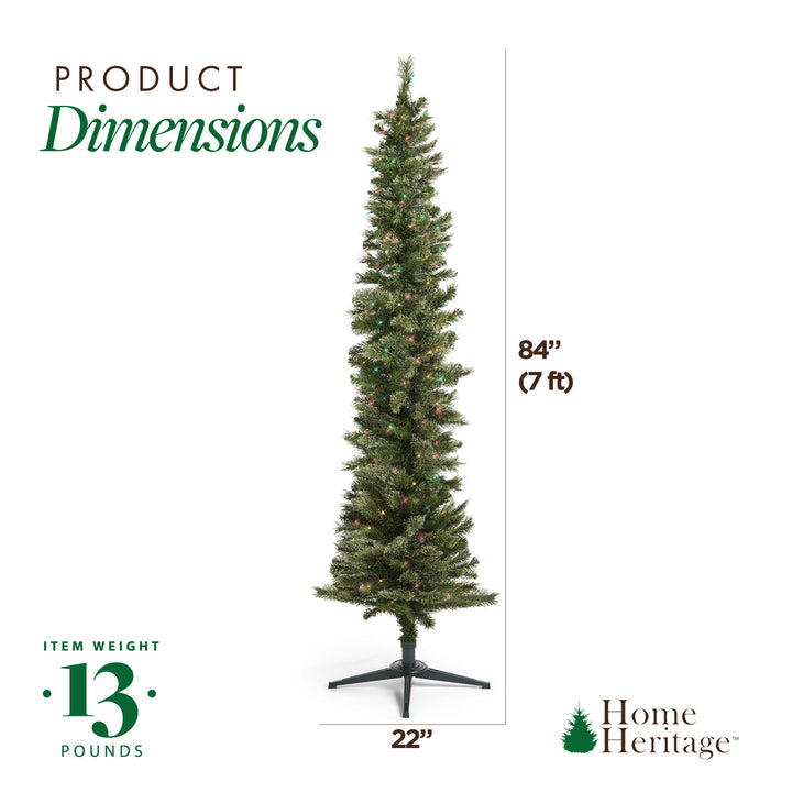Home Heritage Stanley Pine Artificial Christmas Tree, 7' with Metal Base Stand