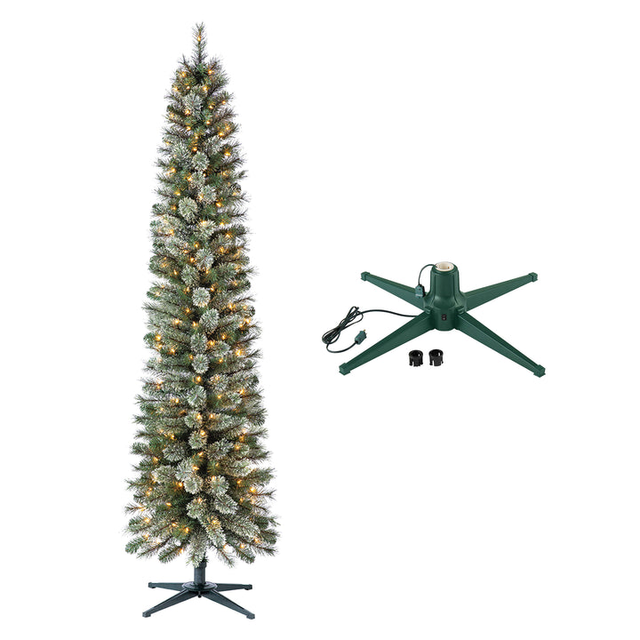 Home Heritage Stanley Pine Artificial Christmas Tree, 7' with Metal Base Stand