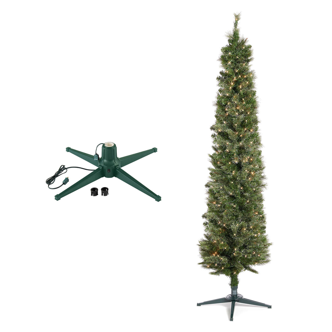 Home Heritage Stanley Pine Artificial Christmas Tree, 7' with Metal Base Stand