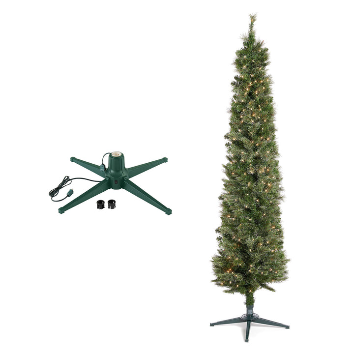 Home Heritage Stanley Pine Artificial Christmas Tree, 7' with Metal Base Stand