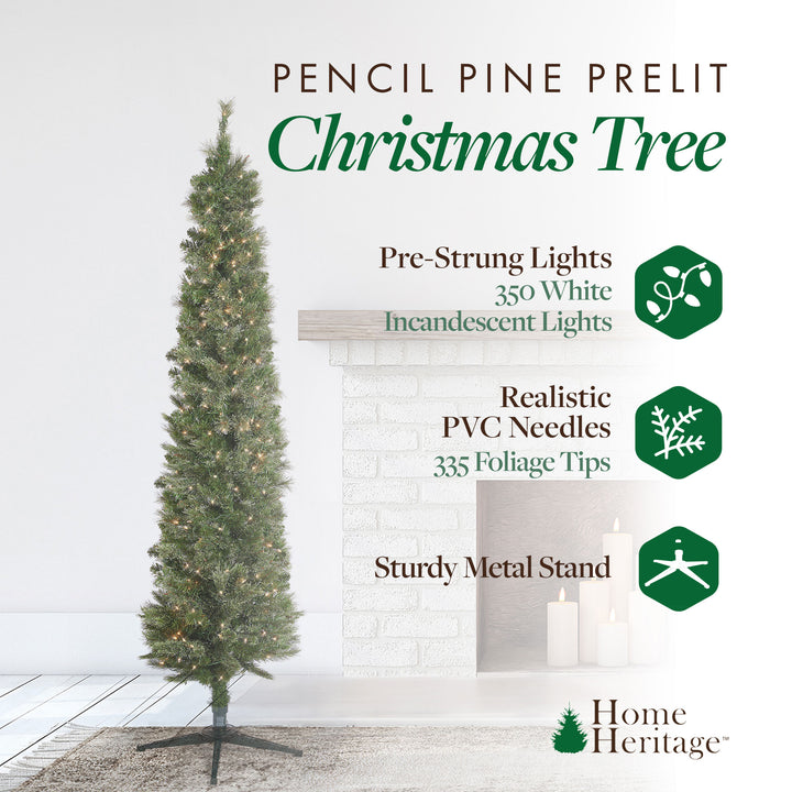 Home Heritage Stanley Pine Artificial Christmas Tree, 7' with Metal Base Stand