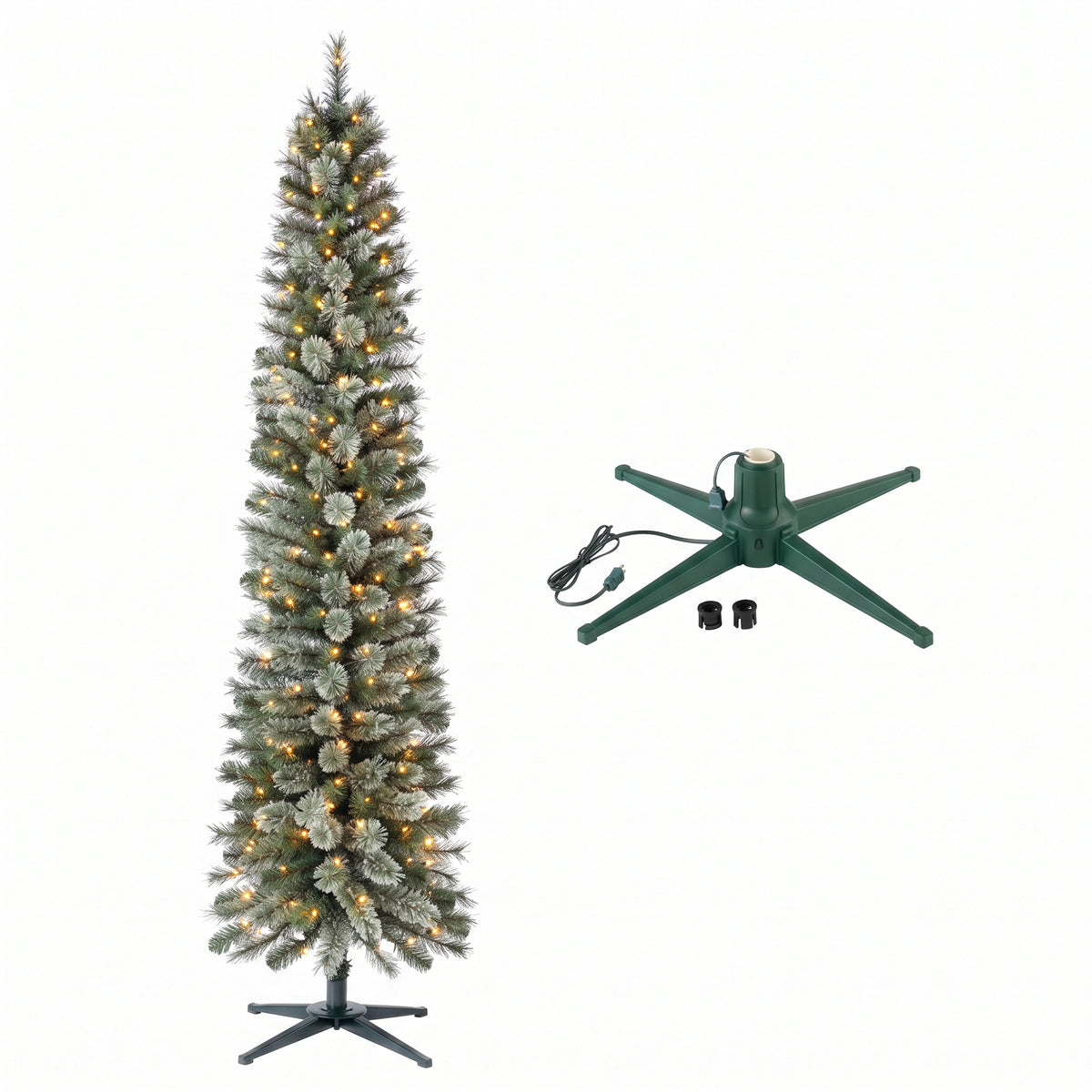 Home Heritage Stanley Pine Artificial Christmas Tree, 7' with Metal Base Stand