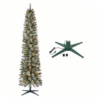 Home Heritage Stanley Pine Artificial Christmas Tree, 7' with Metal Base Stand