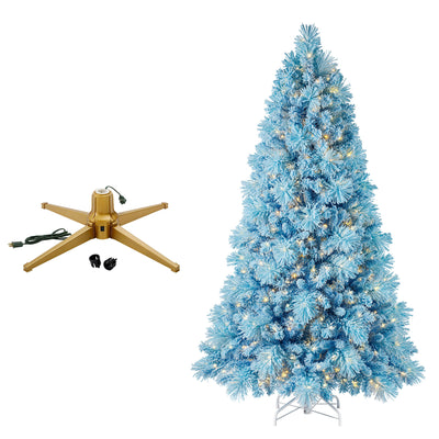 Home Heritage Rotating Tree Stand Base w/Snowdrift 6.5' Pine Christmas Tree