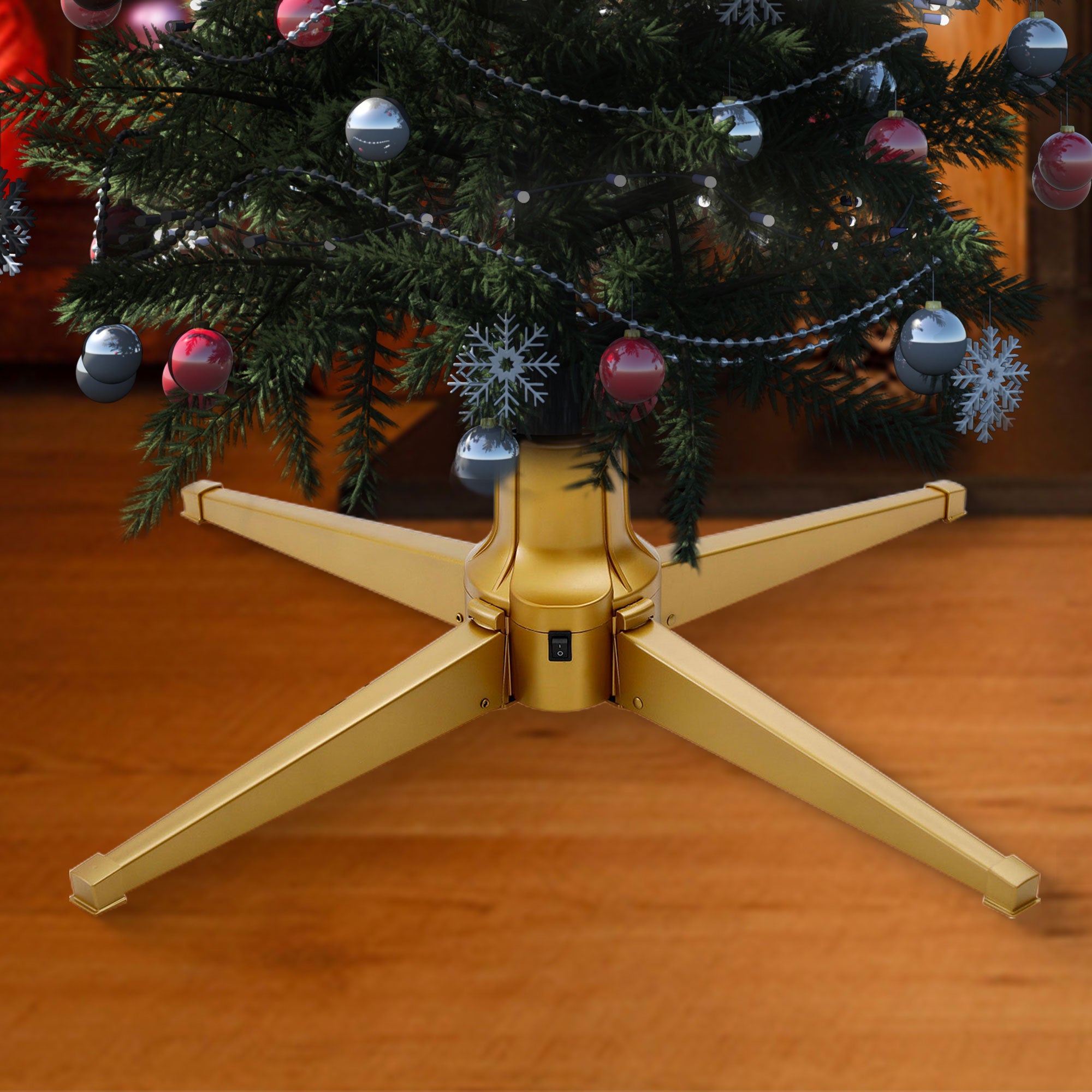 Home Heritage Rotating Tree Stand Base w/Snowdrift 6.5' Pine Christmas Tree