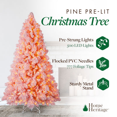 Home Heritage Rotating Tree Stand Base w/Snowdrift 6.5' Pine Christmas Tree
