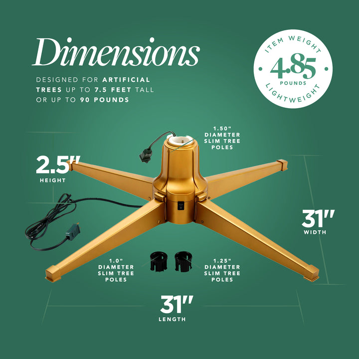 Home Heritage Rotating Tree Stand Base with Cascade Quick Set 7-Ft Pre-Lit Tree