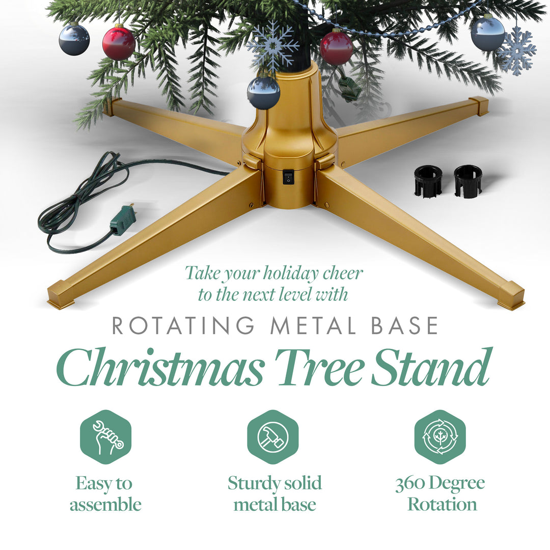 Home Heritage Rotating Tree Stand Base with Cascade Quick Set 7-Ft Pre-Lit Tree
