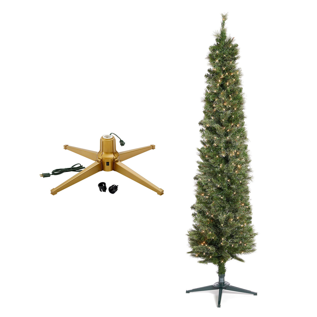 Home Heritage Stanley Pine Artificial Christmas Tree, 7' with Metal Base Stand