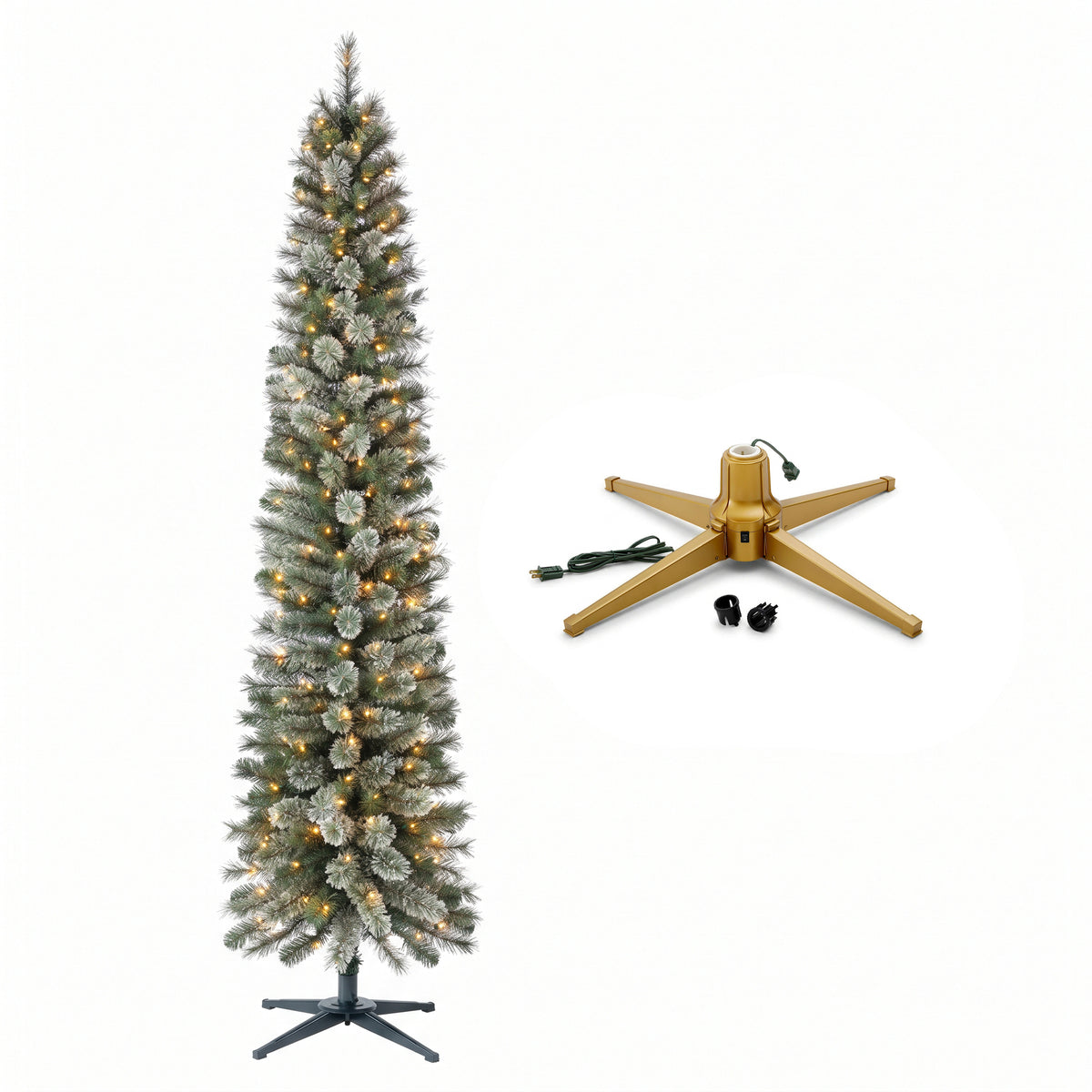 Home Heritage Stanley Pine Artificial Christmas Tree, 7' with Metal Base Stand