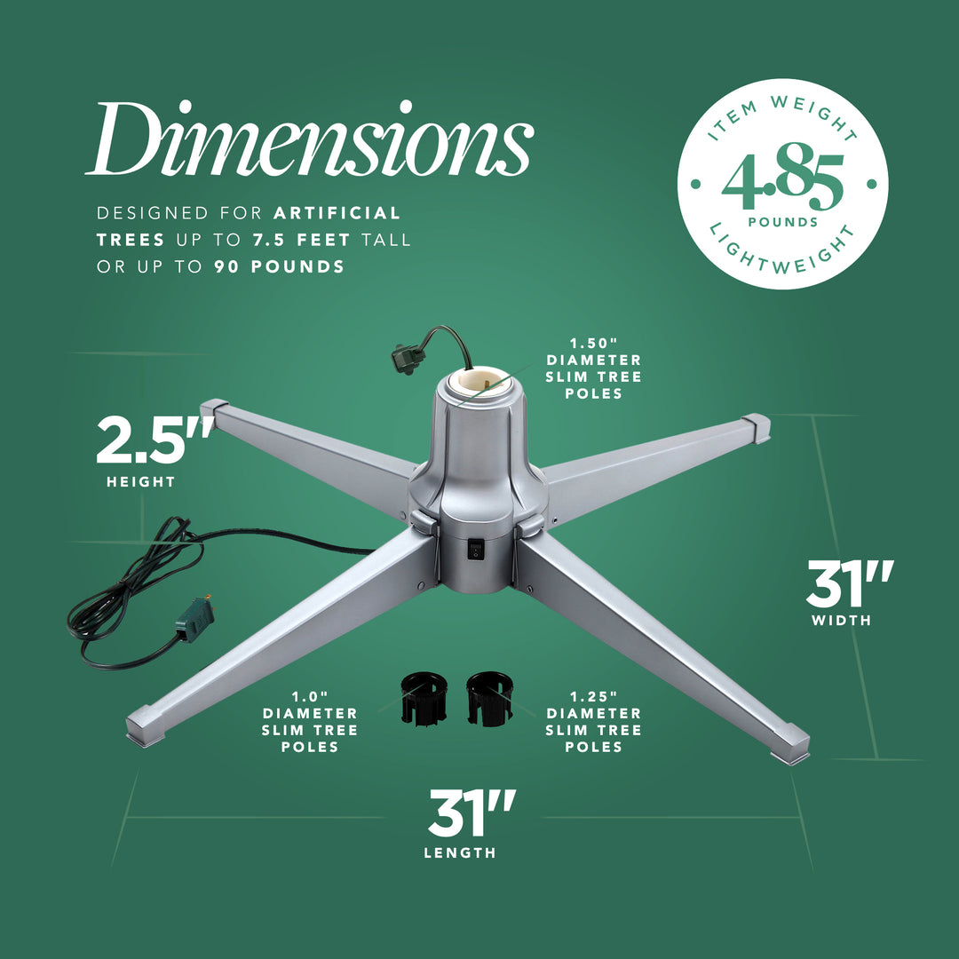 Home Heritage Rotating Tree Stand Base with Cascade Quick Set 5-Ft Pre-Lit Tree - VMInnovations