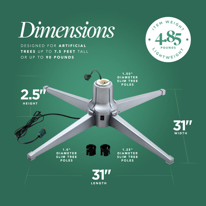 Home Heritage Rotating Tree Stand Base with Cascade Quick Set 5-Ft Pre-Lit Tree - VMInnovations