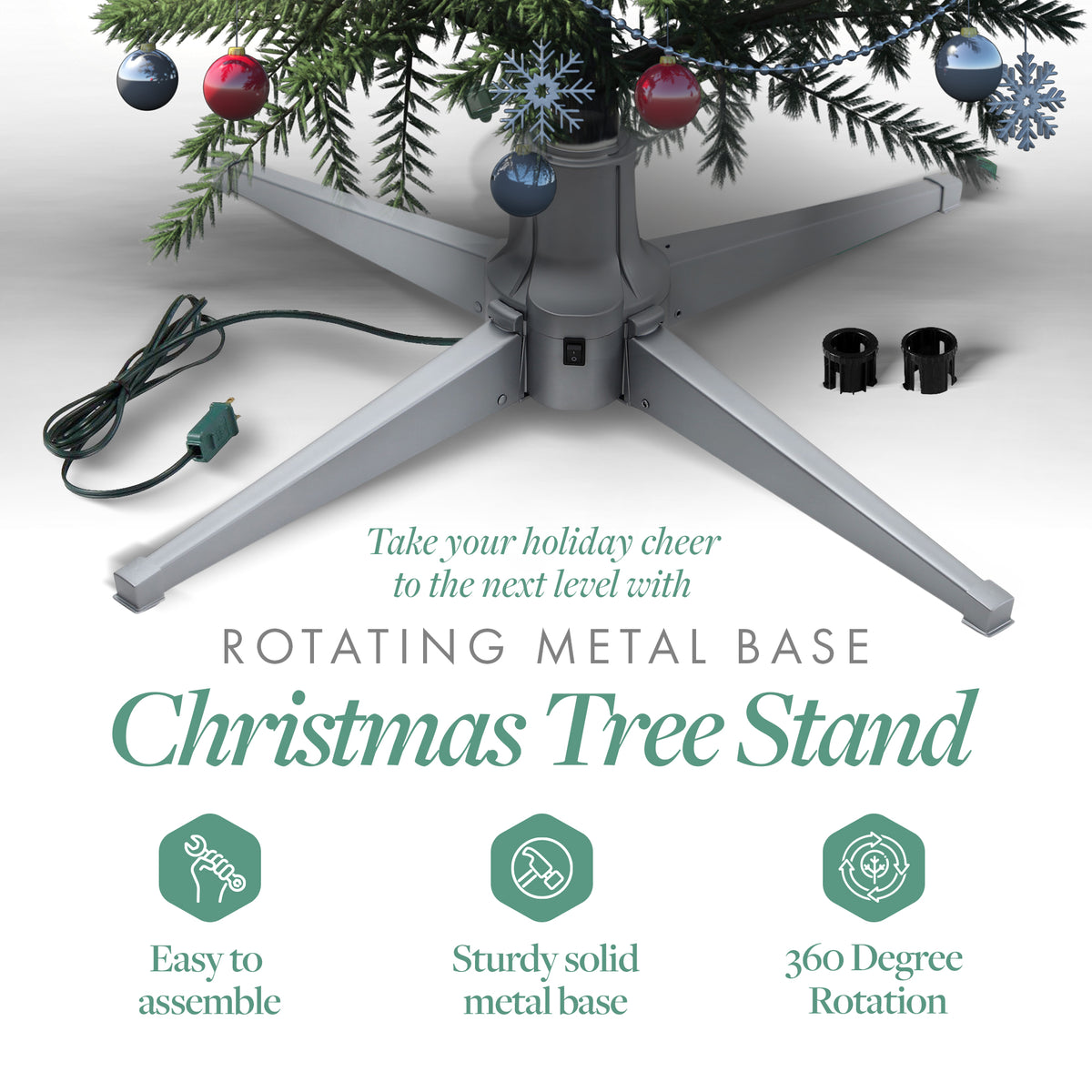 Home Heritage Rotating Tree Stand Base w/7' Brighampton Spruce Christmas Tree