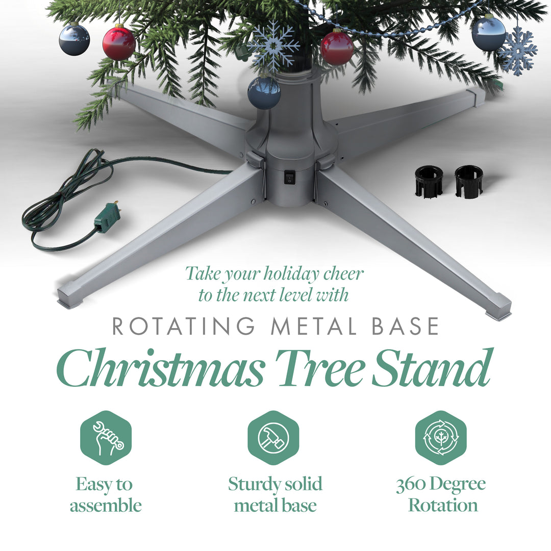 Home Heritage Rotating Tree Stand Base with Cascade Quick Set 7-Ft Pre-Lit Tree