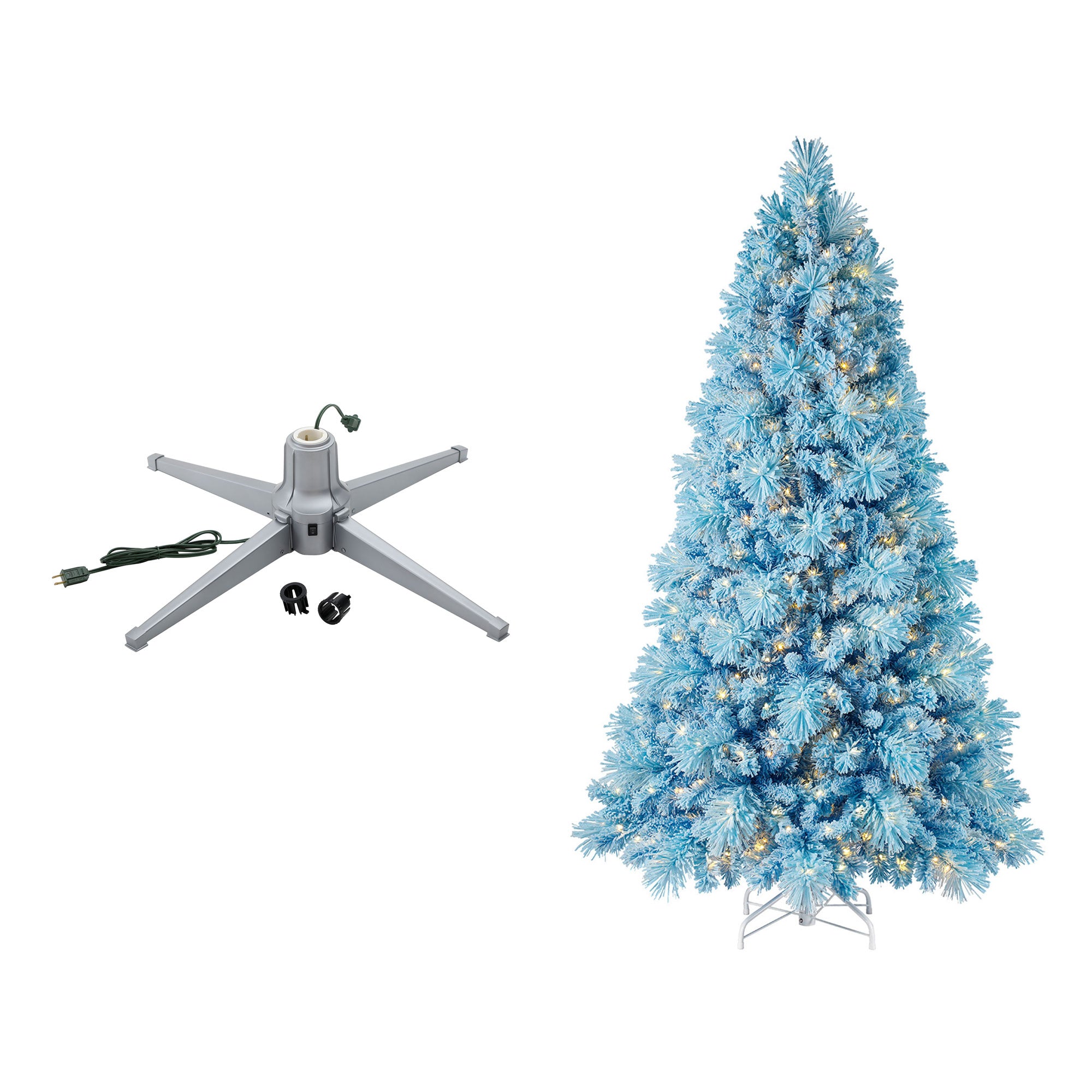 Home Heritage Rotating Tree Stand Base w/Snowdrift 6.5' Pine Christmas Tree