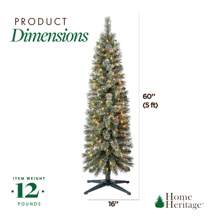 Home Heritage Rotating Tree Stand Base w/Stanley 5' Skinny Pencil Christmas Tree - VMInnovations