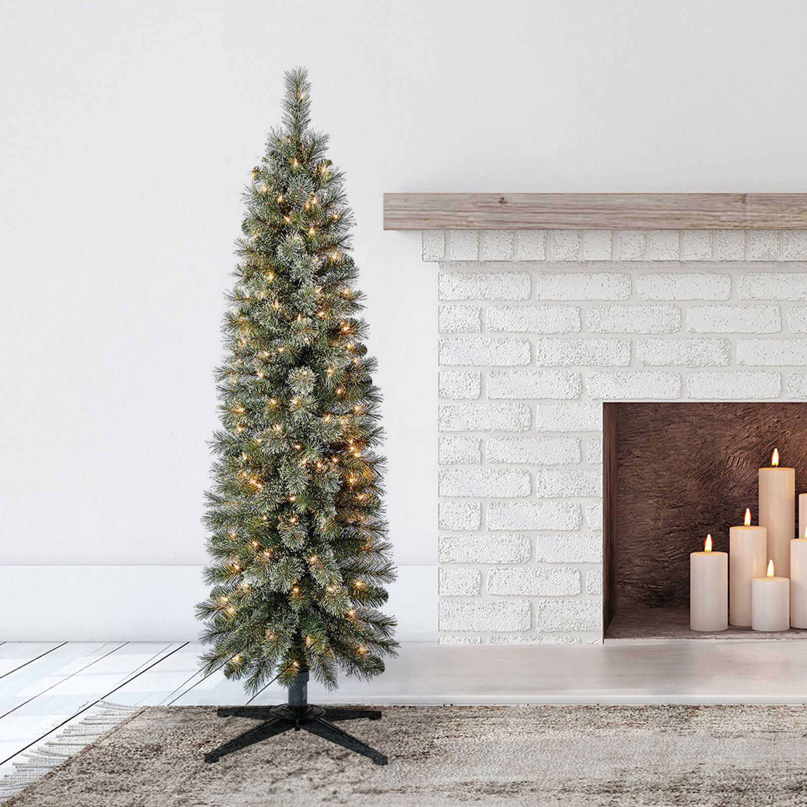 Home Heritage Rotating Tree Stand Base w/Stanley 5' Skinny Pencil Christmas Tree - VMInnovations