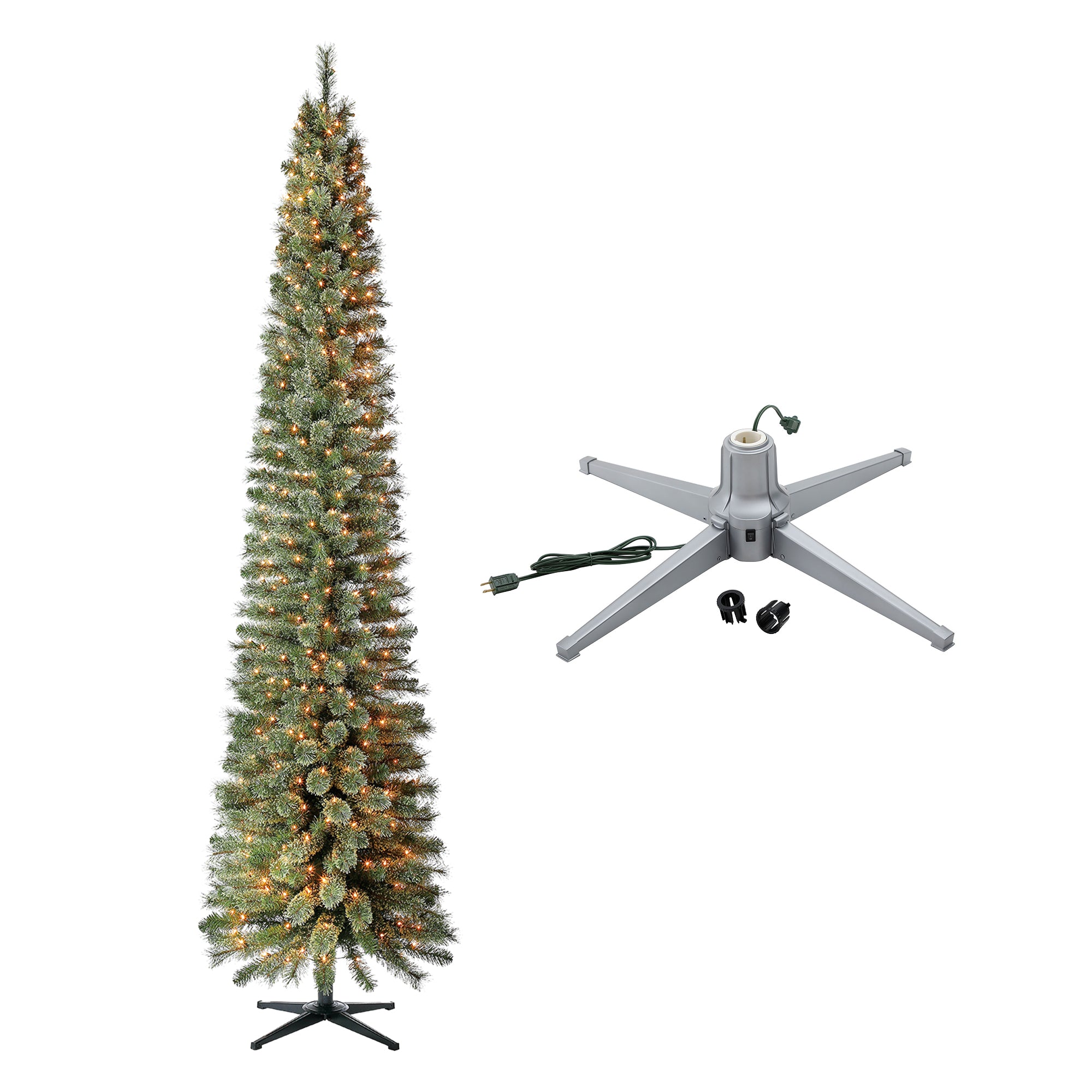 Home Heritage Stanley Pine Artificial Christmas Tree, 9' with Metal Base Stand - VMInnovations