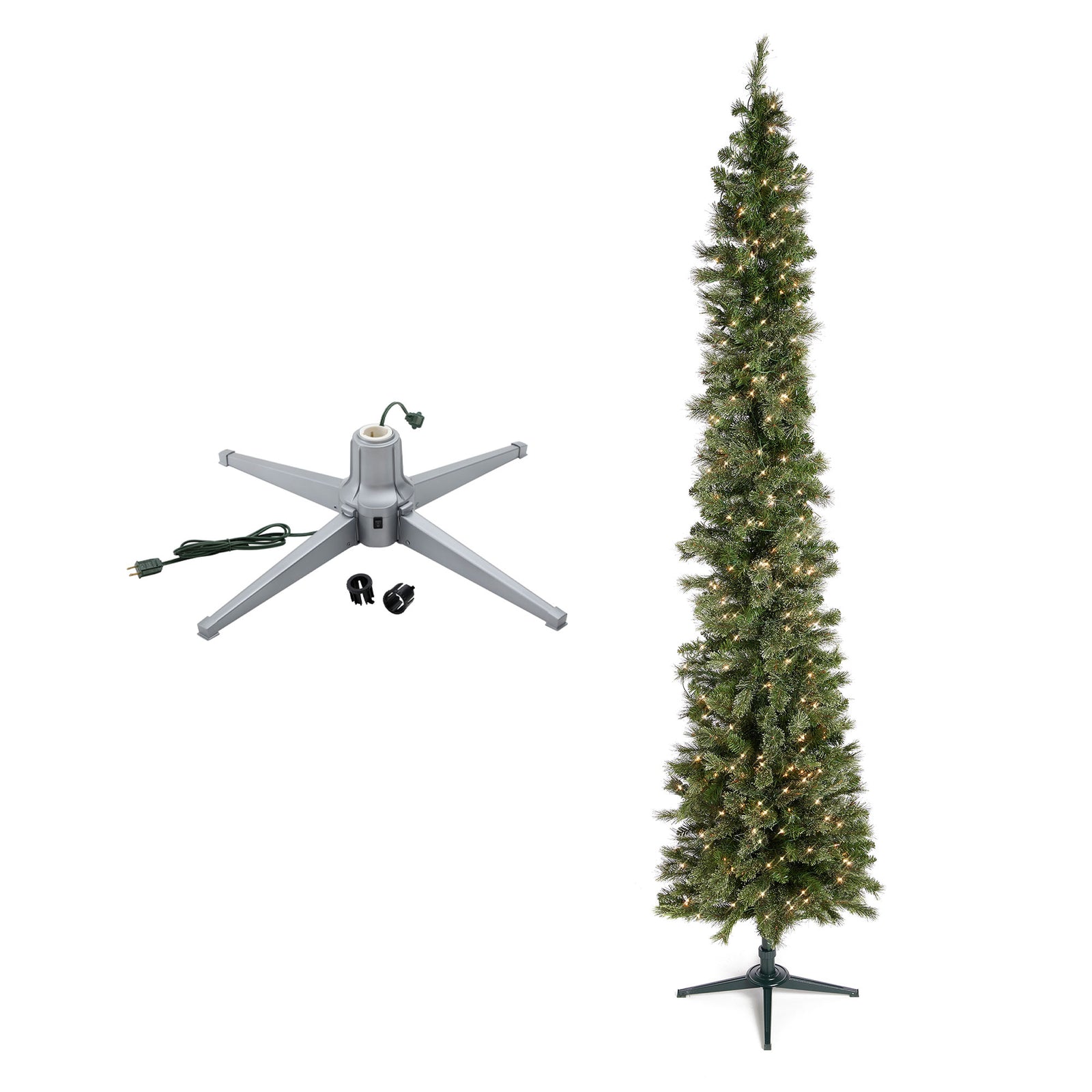 Home Heritage Stanley Pine Artificial Christmas Tree, 9' with Metal Base Stand - VMInnovations