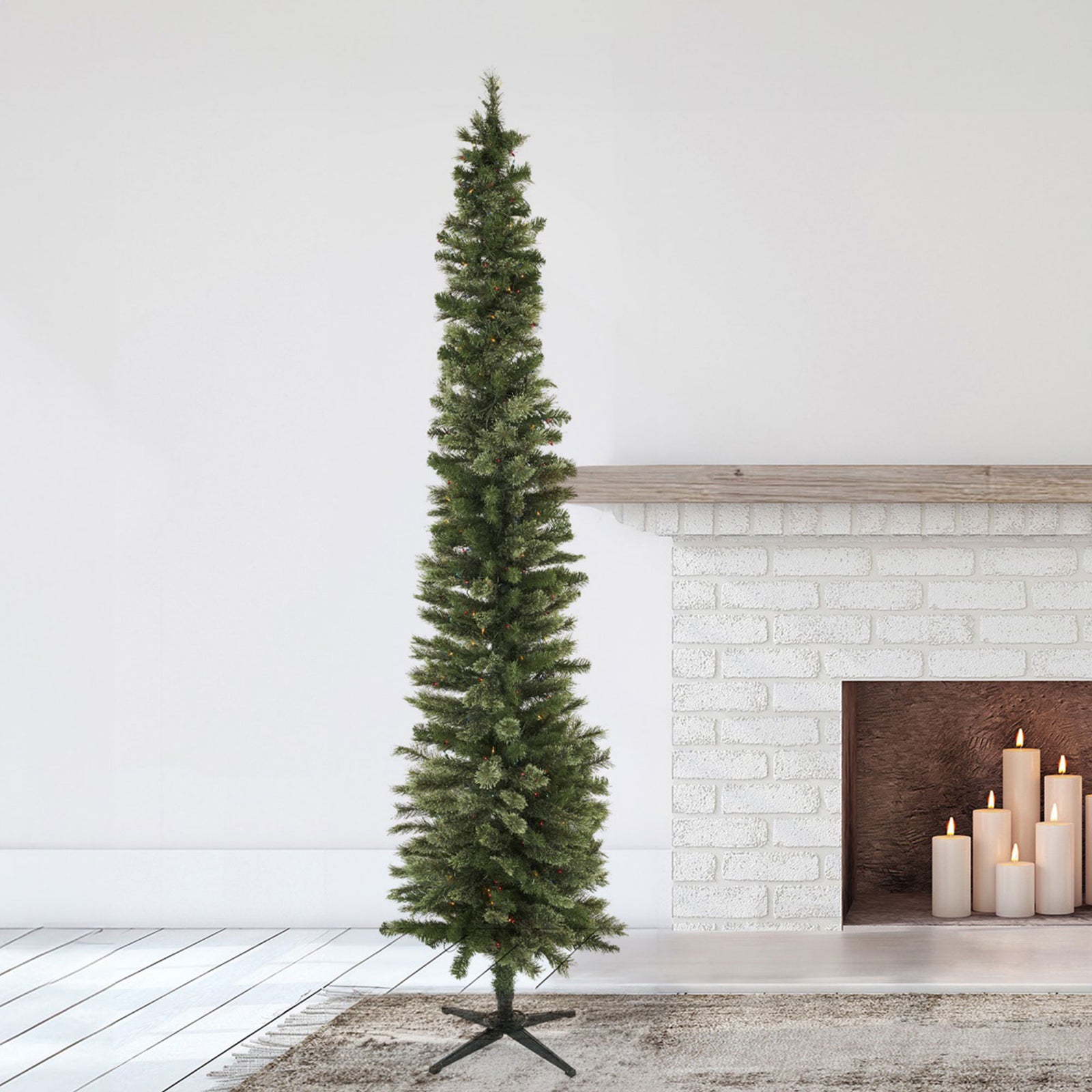 Home Heritage Stanley Pine Artificial Christmas Tree, 9' with Metal Base Stand - VMInnovations