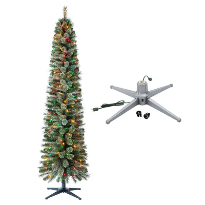 Home Heritage Stanley Pine Artificial Christmas Tree, 7' with Metal Base Stand - VMInnovations