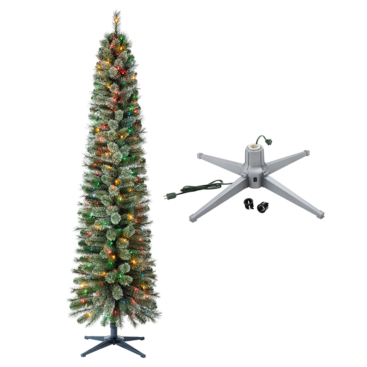 Home Heritage Stanley Pine Artificial Christmas Tree, 7' with Metal Base Stand