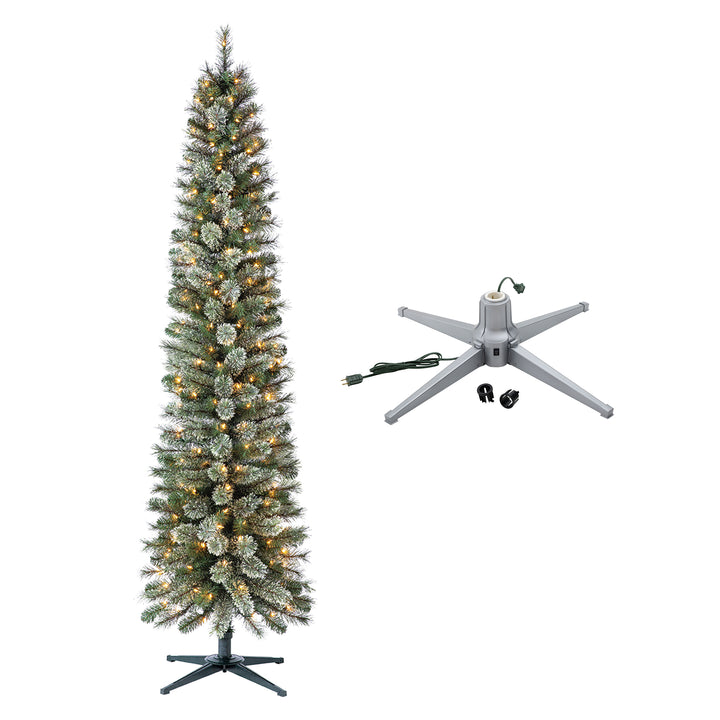 Home Heritage Stanley Pine Artificial Christmas Tree, 7' with Metal Base Stand
