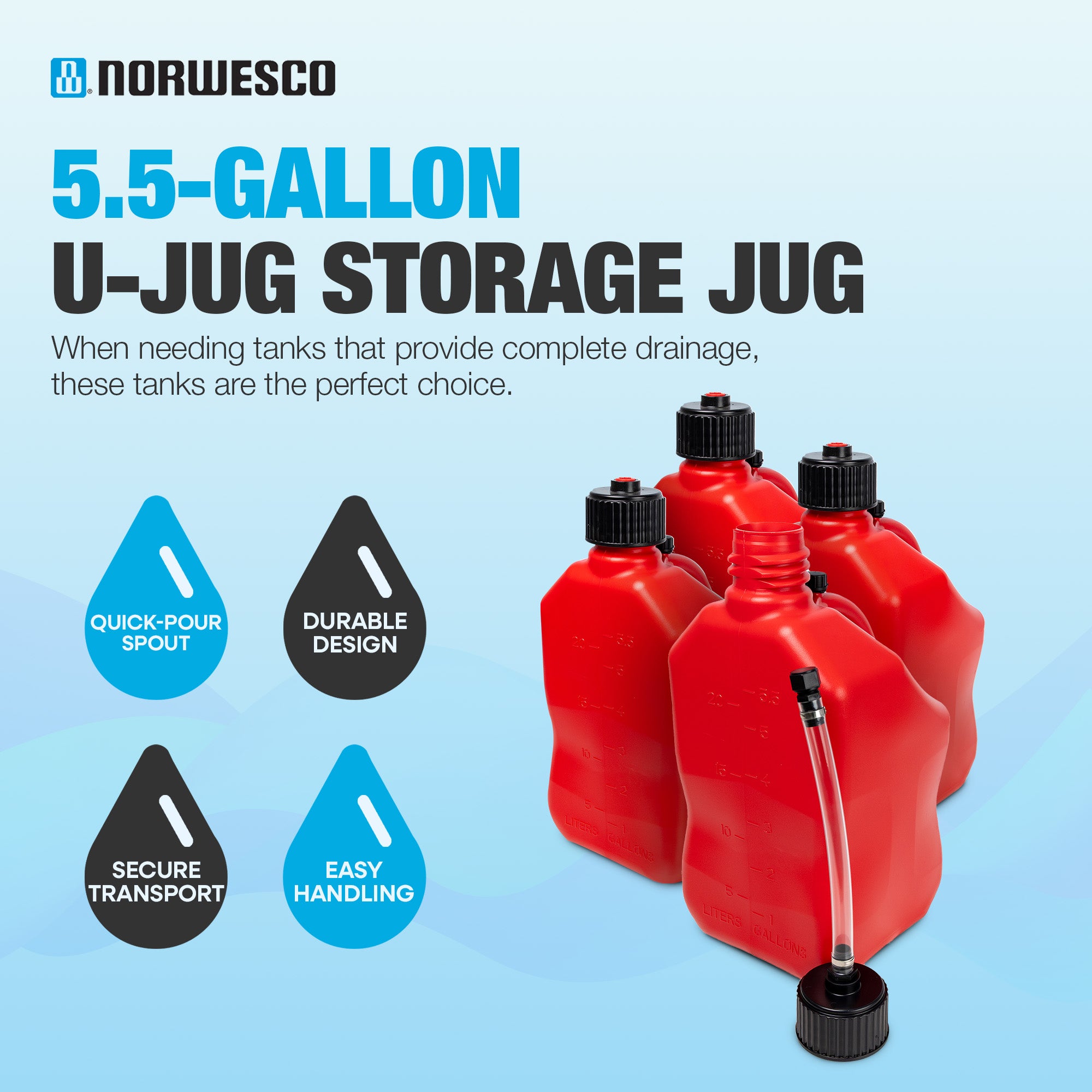 Bushman 4 Pack U-Jug Storage Jug, Portable Plastic Container (Open Box)