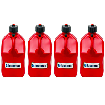 Bushman 4 Pack U-Jug Storage Jug, Portable Plastic Container, 5.5 Gal, Red