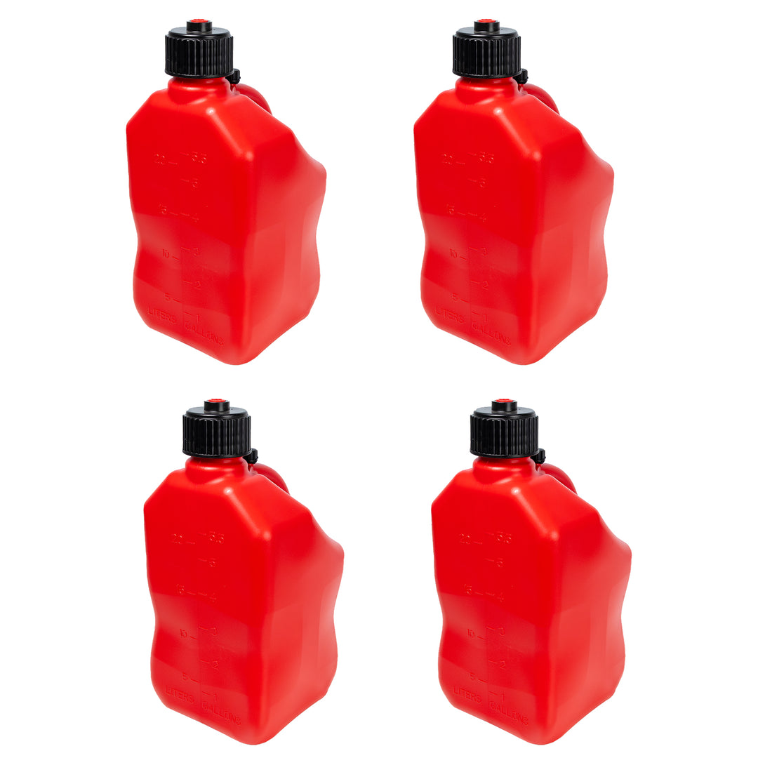 Bushman 4 Pack U-Jug Storage Jug, Portable Plastic Container, 5.5 Gal, Red