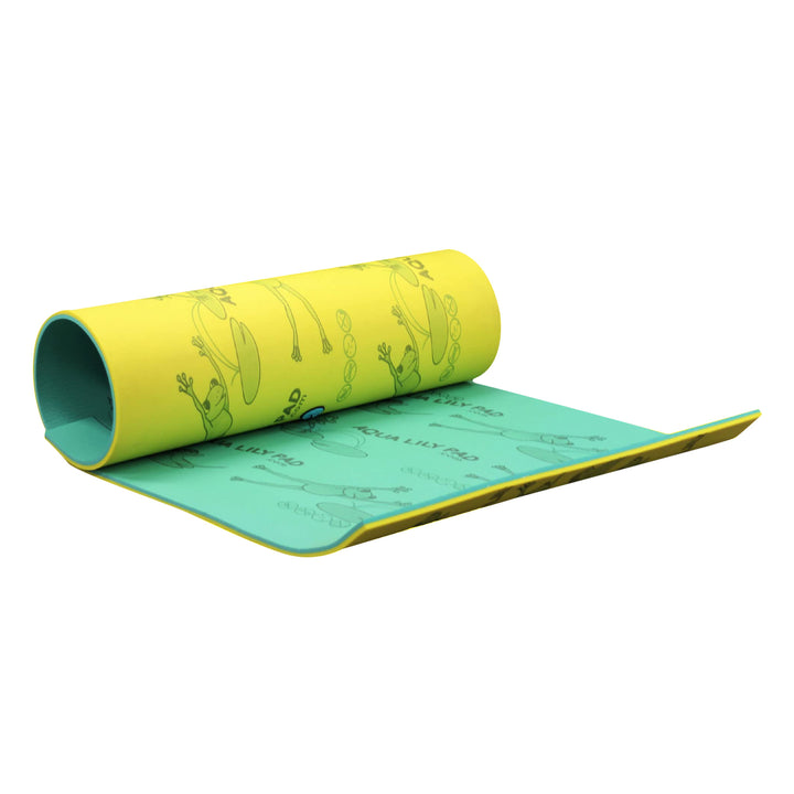 Aqua Lily Pad Floating Mat w/ Duracore, Foam Lake Float, 6’ x 15’, Yellow/Green