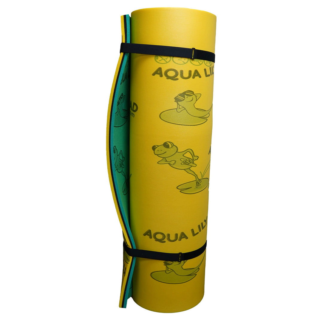 Aqua Lily Pad Floating Mat w/ Duracore, Foam Lake Float, 6’ x 18’, Yellow/Green