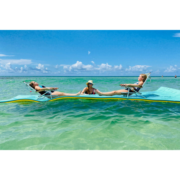 Aqua Lily Pad Floating Mat w/ Duracore, Foam Lake Float, 6’ x 18’, Yellow/Green - VMInnovations