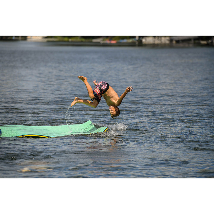 Aqua Lily Pad Floating Mat w/ Duracore, Foam Lake Float, 6’ x 18’, Yellow/Green - VMInnovations