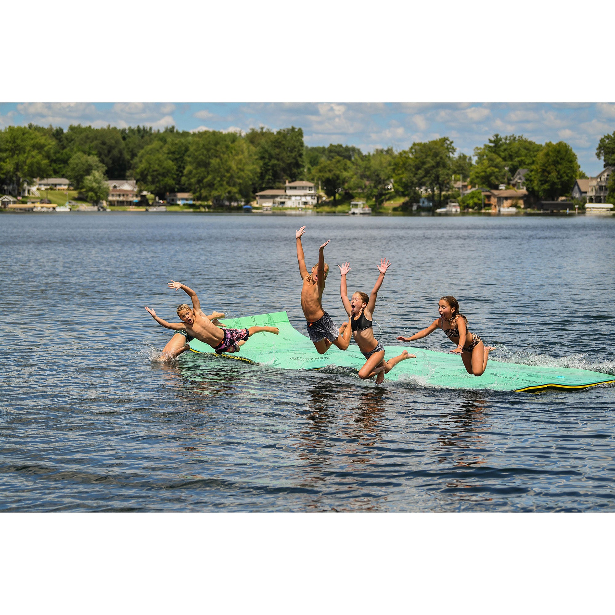 Aqua Lily Pad Mat w/Duracore, Foam Float, 6’x15’, Yellow/Green (Open Box) - VMInnovations