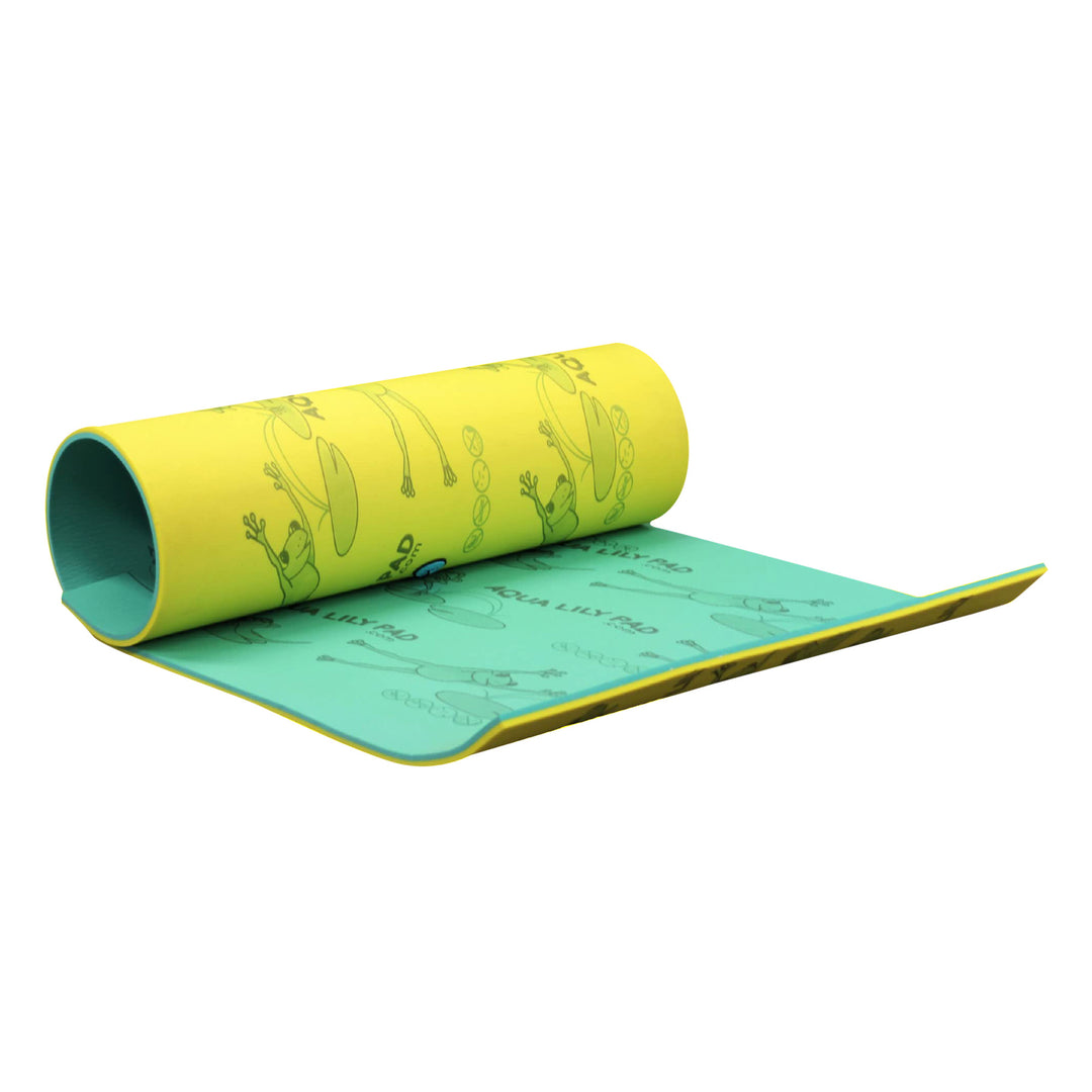 Aqua Lily Pad Floating Mat w/ Duracore, Foam Lake Float, 6’ x 18’, Yellow/Green