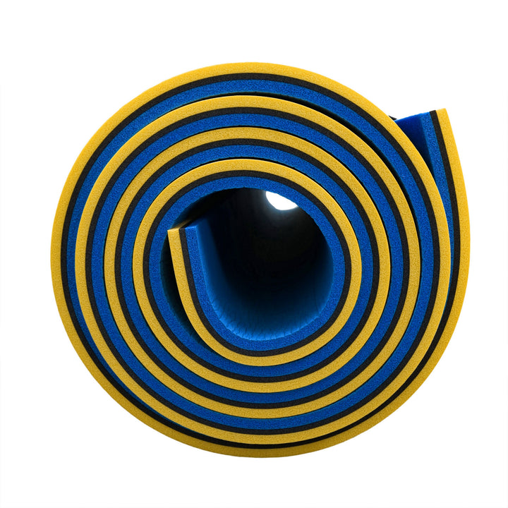 Aqua Lily Pad Floating Mat w/ Duracore, Foam Lake Float, 6’ x 12’, Yellow/Blue - VMInnovations