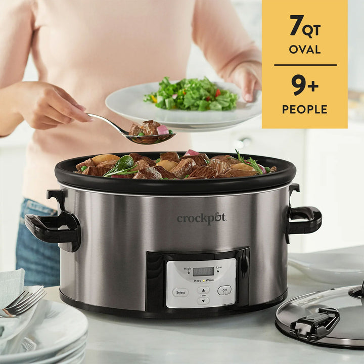 Crock Pot 7Qt Nonstick Ceramic Coating Cook & Easy Programmable Design(Open Box)