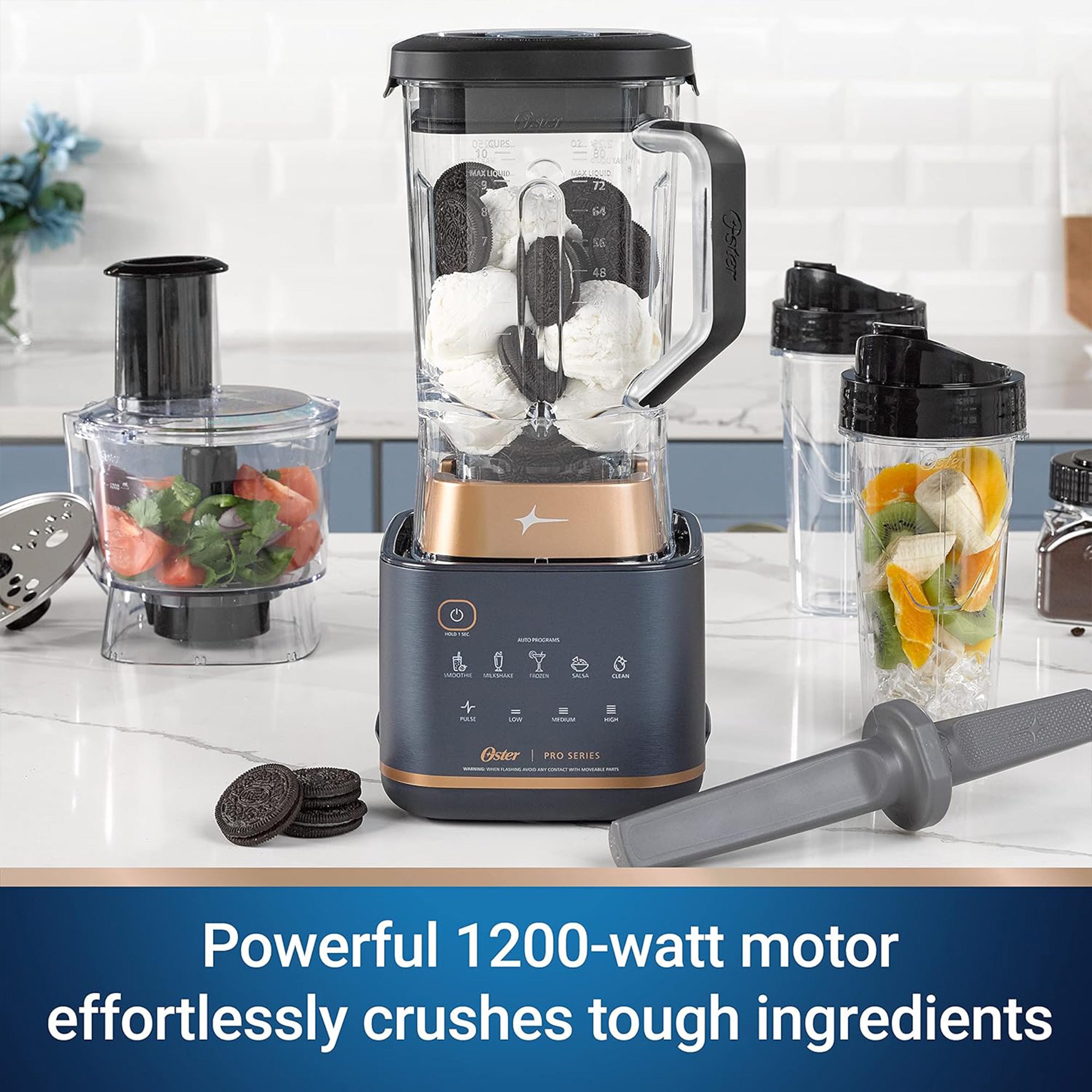 Oster Pro Series Kitchen System w/XL 9 Cup Tritan Jar for Kitchen, Blue (Used)