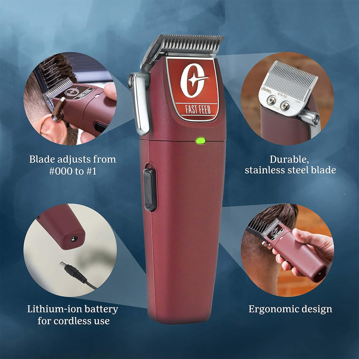 Oster Professional Cordless Hair Trimmer & Clipper, Beard Grooming Tool for Men