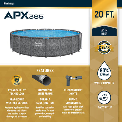 Bestway APX 365 20'x52" Above Ground Swimming Pool Set w/Pump & Ladder(Open Box) - VMInnovations
