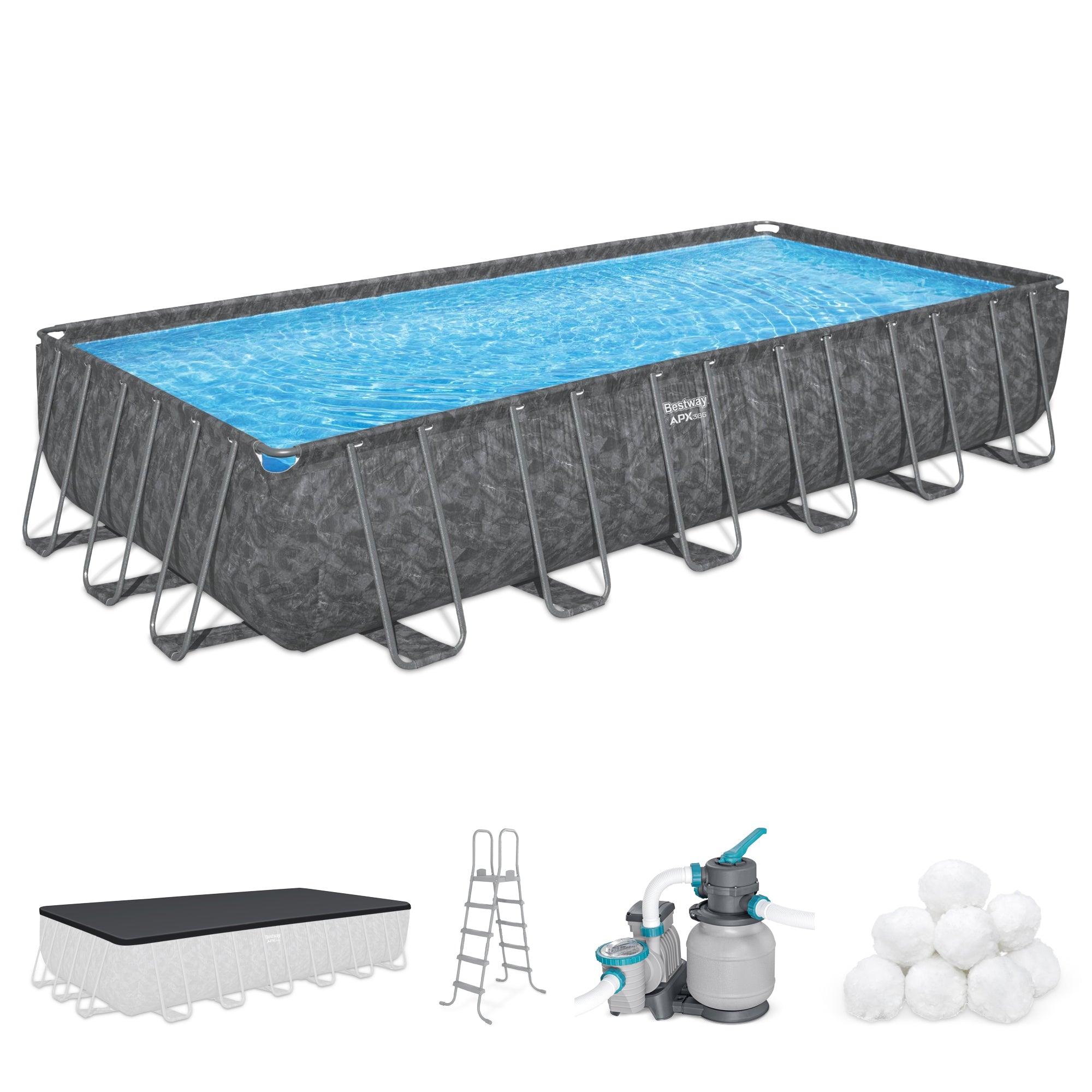 Bestway APX 365 24'x12'x52" Rectangular Above Ground Swimming Pool Set(Open Box) - VMInnovations